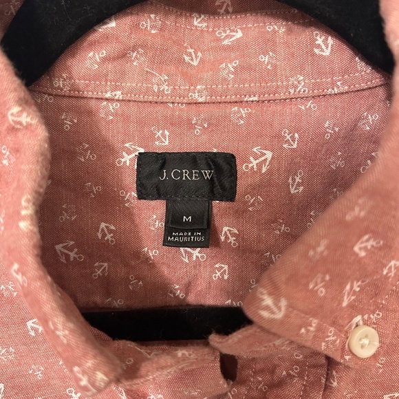 J Crew Men's Nautical Salmon Anchor Button Down Shirt Size Medium - Picture 3 of 7